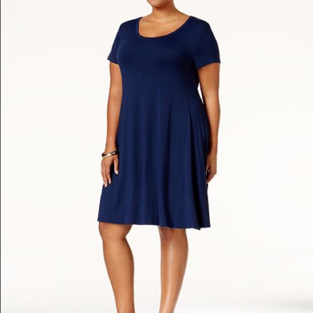 Style & Co Navy Short Sleeve Dress Sz 0X